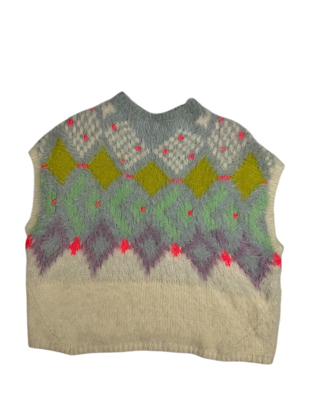 Anthropologie Fairisle Fuzzy Eyelash Muscle Sweater Tank M Fall Fashion - Picture 14 of 15